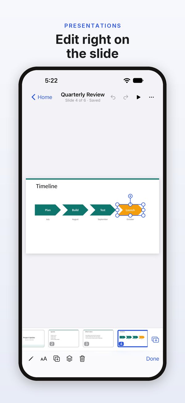 Editing a slide in DocOffice on iPhone