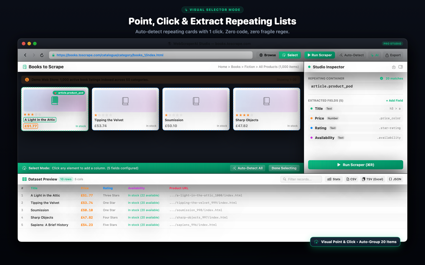 WebScraperAI Studio Hero Screenshot