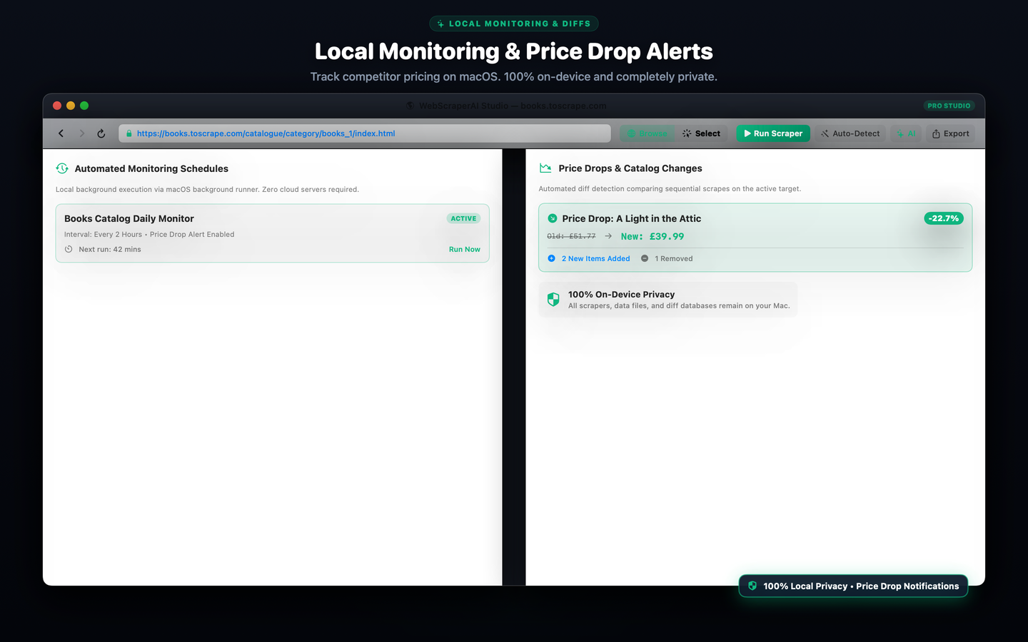 Automated Local Schedules and Price Diff