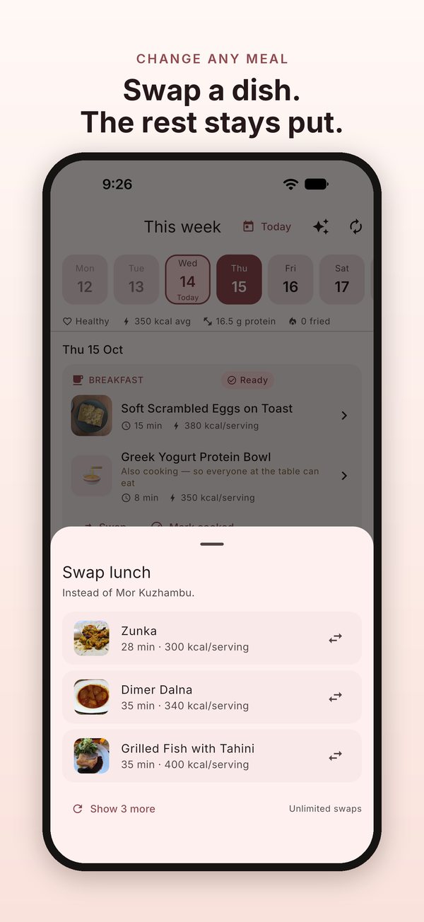 Swap lunch: three other dishes that suit the household